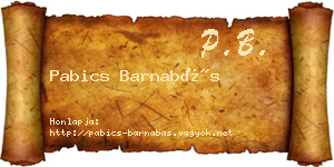 Pabics Barnabás névjegykártya
